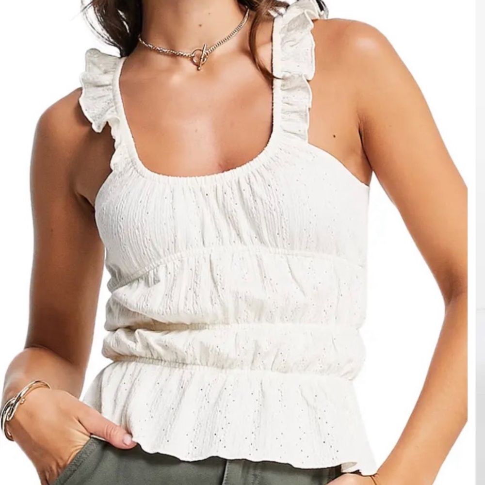 Topshop Ruffle Strap Eyelet Cami